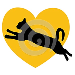 Cat love heart yellow logo photo
