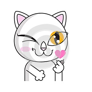Cat loves k pop. Korean symbol hand heart photo
