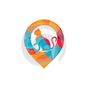 Cat and map pointer logo design.