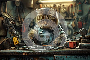 Cat Mechanic Tinkering Under the Hood Generative AI