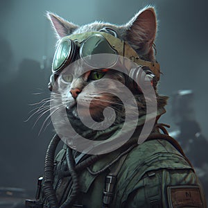 A cat in a military uniform. AI Generated