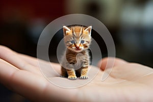 cat miniature hand, small kitten, finger tip,