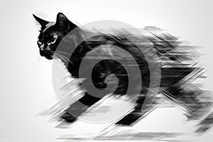 The cat moonwalks across the room, channeling the spirit of MJ with every smooth glide. A moonwalking feline in abstract style. photo