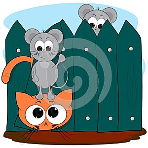 Cat and mouse. cartoon vector illustration.