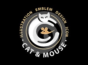 Cat and mouse catch illustration