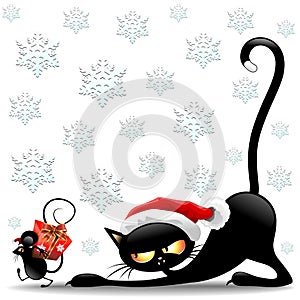Cat and Mouse Christmas Fun Cartoon Characters