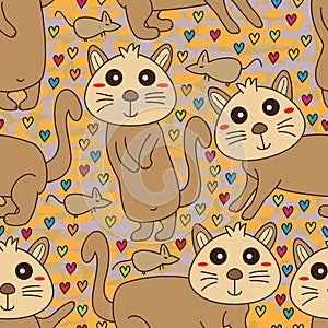 Cat mouse face cute seamless pattern