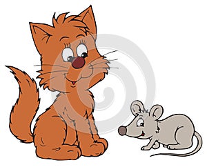 Cat and mouse (vector clip-art