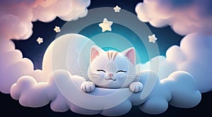 Cat Nap: Relaxing Night Dreams on Clouds.