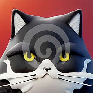 Cat neon fantasy abstract background ai generative 3D art