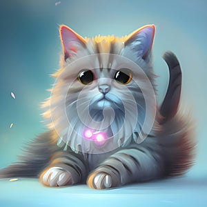 Cat neon fantasy abstract background ai generative 3D art