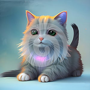 Cat neon fantasy abstract background ai generative 3D art