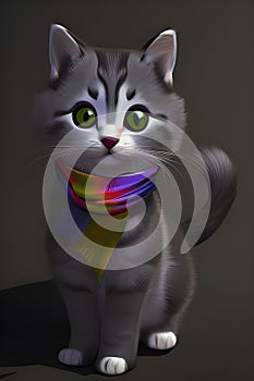 Cat neon fantasy abstract background ai generative 3D art