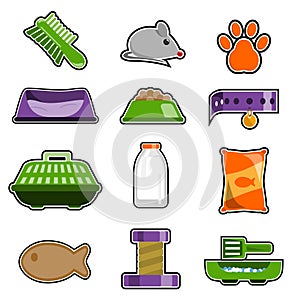 Cat object icon set