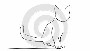 Cat. One line drawing animation. Video clip with alpha channel.