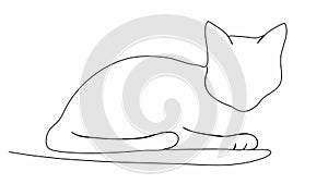 Cat. One line drawing animation. Video clip with alpha channel.