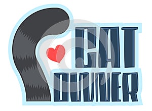 Cat Owner, Feline Tail emblem, lettering vector design.
