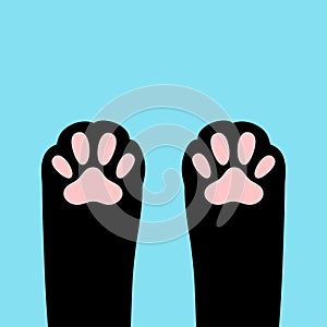 Cat paw foot print leg. Kitten footprint icon. Cute cartoon character body part silhouette. Pink black sign symbol. Baby pet