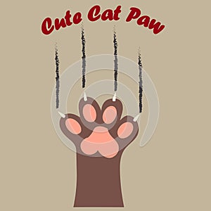 Cat paw print with claws