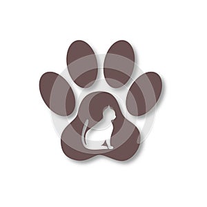 Cat Paw Print icons set with long shadow