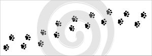 Cat paw print trail. Dog paws foot print trace. background vector illustration