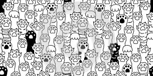 Cat paw seamless pattern cat breed isolated kitten dog paw hand vector wallpaper background doodle illustration