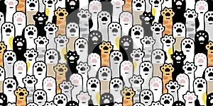 Cat paw seamless pattern footprint vector kitten breed calico ginger scarf isolated cartoon doodle tile wallpaper repeat backgroun