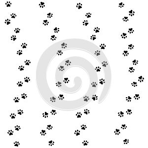 Cat paw track. Seamless animal pattern of paw footprint. Vector