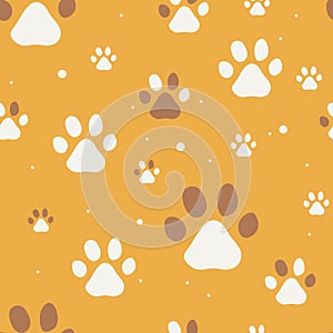 Cat paws seamless vector pattern. Cat paw.