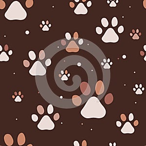 Cat paws seamless vector pattern. Cat paw.