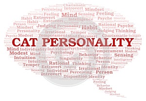 Cat Personality typography word cloud create with the text only.