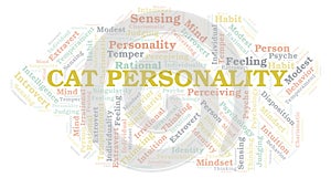 Cat Personality typography word cloud create with the text only.