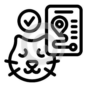 Cat phone tracker icon outline vector. Online visual theme