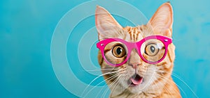 cat with pink glasses, AI generated