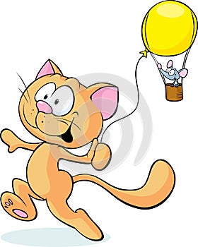 Cat playing with mouse isolated