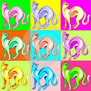 Cat Pop Art Rainbow Colors