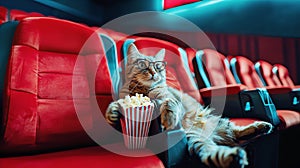 cat with popcorn, AI generated