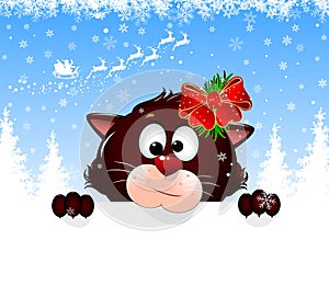 Cat portrait Christmas greeting card