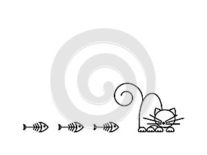 Cat Print. Funny kitten playing with a fish