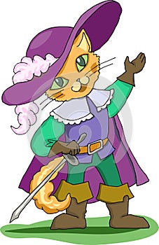 Cat ( puss ) in boots. Cartoon vector fairy tale character