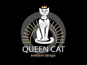 Cat Queen logo design on black background