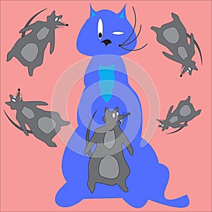 Cat character cartoon and rat vector