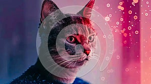 A cat with red eyes looking at the camera