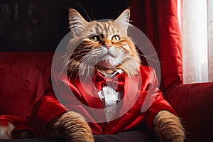 cat in a red suit,business concept,