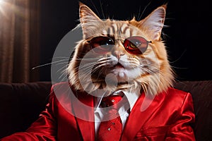 cat in a red suit,business concept,