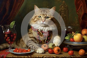 Cat in the Renaissance becomes a muse to artists, posing elegantly for masterpieces that immortalize its grace and mystique.