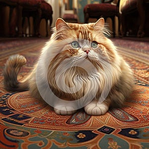 The Cat Resting on the Carpet. AI