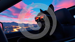 Cat Riding In Sunset Light