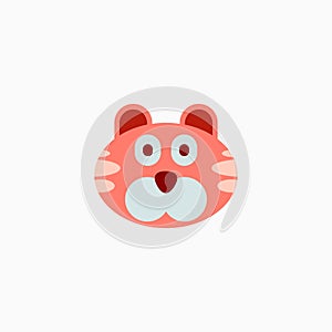 Cat`s face in flat design style. Cute kitty. animal`s head logo. Flat vector illustration, isolated on white background