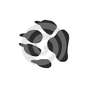 Cat`s paw with the pads pulled up sketch vector graphics black and white drawing, cat`s paw vector sketch illustration